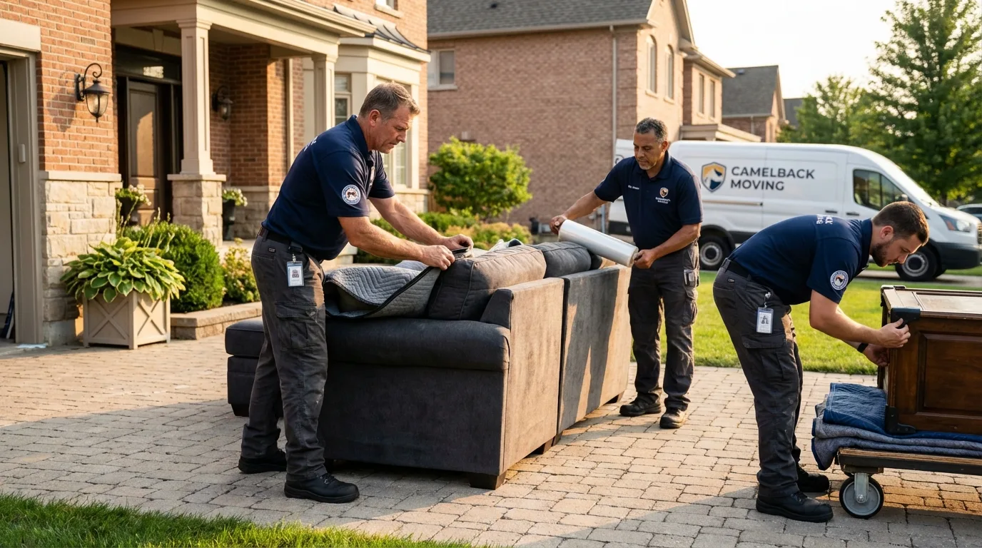 Large estate moving crew wrapping furniture in Kenyon, MN